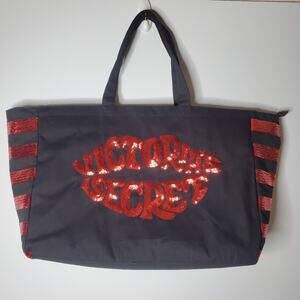 VICTORIA'S SECRET VICTORIA'S SECRET BLACK & RED SEQUIN BLING GLITTER WEEKENDER